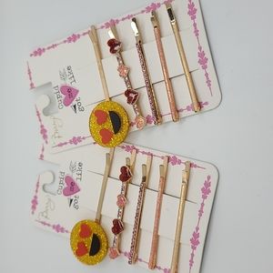 Set of 2 Berry Cupid Got Me Like Glitter Bobby Pins